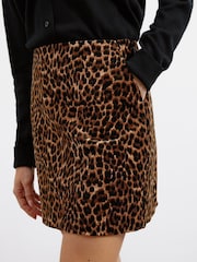 Albaray, Cordrock mit Animal-Print, Braun - Bild 3 von 4