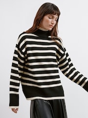 Albaray Stripe Turtle Neck Black Jumper - Image 1 of 3