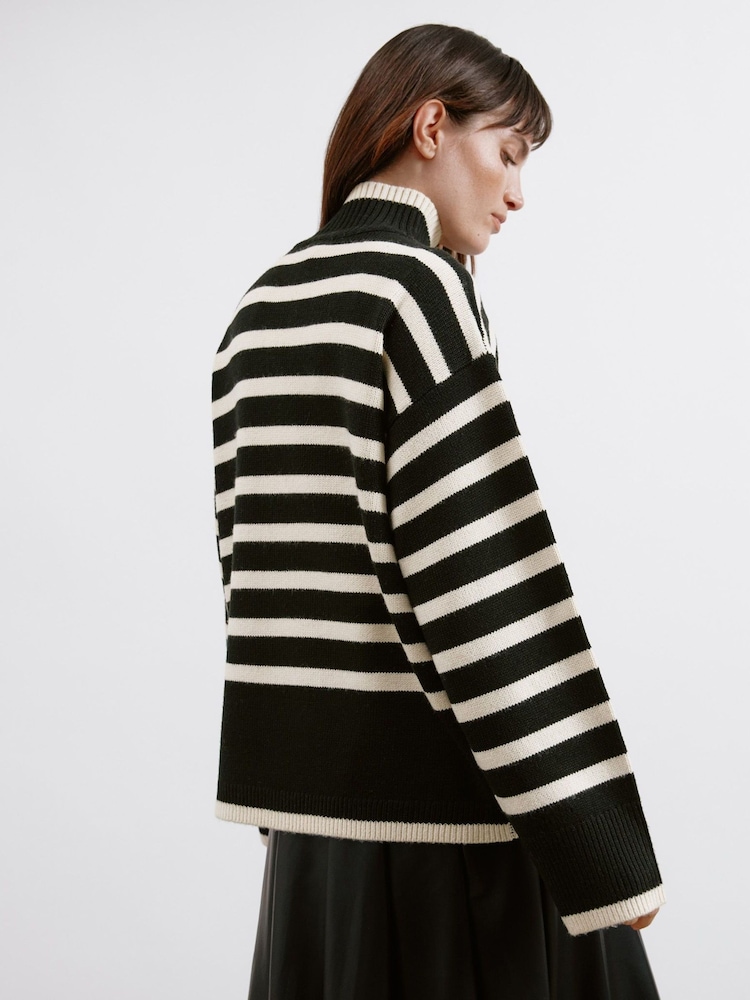 Albaray Stripe Turtle Neck Black Jumper - Image 2 of 3