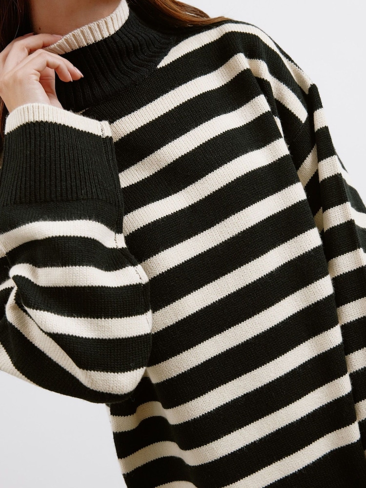 Albaray Stripe Turtle Neck Black Jumper - Image 3 of 3