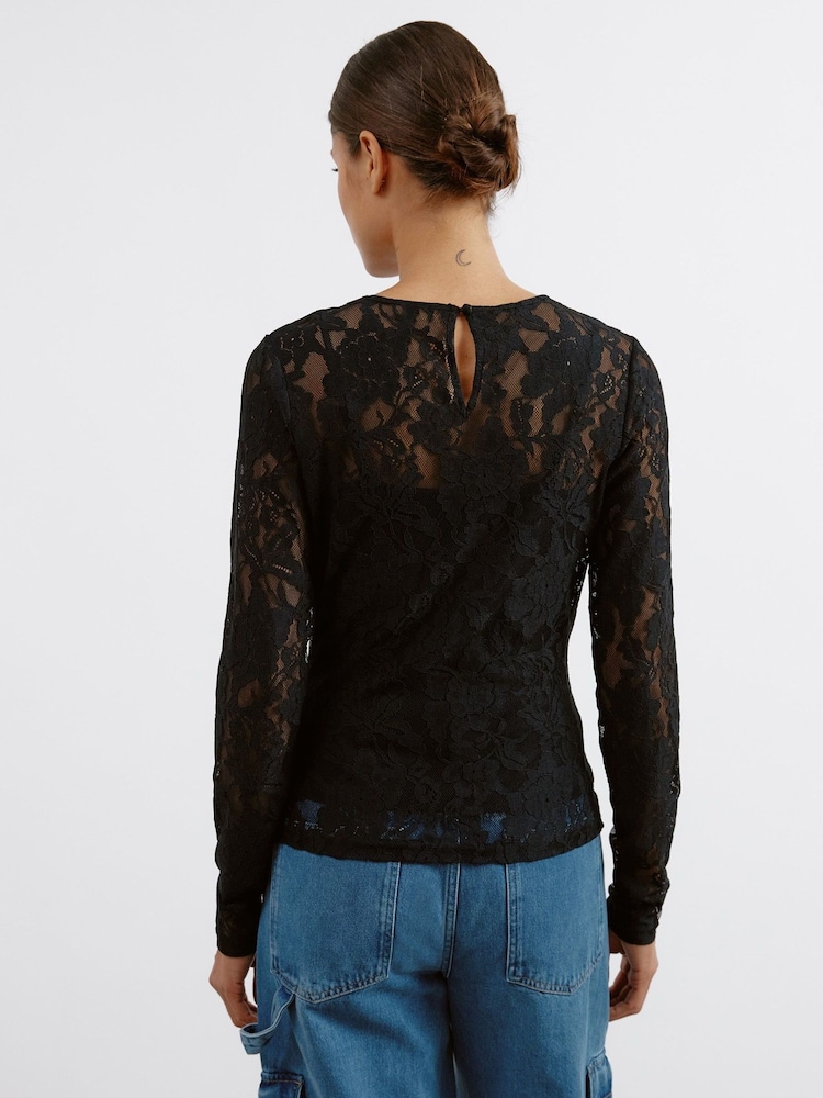 Albaray Schwarzes Top mit Spitze - Bild 2 von 6