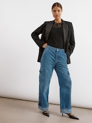 Albaray Schwarzes Top mit Spitze - Bild 4 von 6
