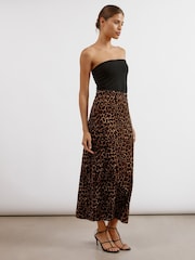 Albaray Animal Print Midi Brown Skirt - Image 1 of 5