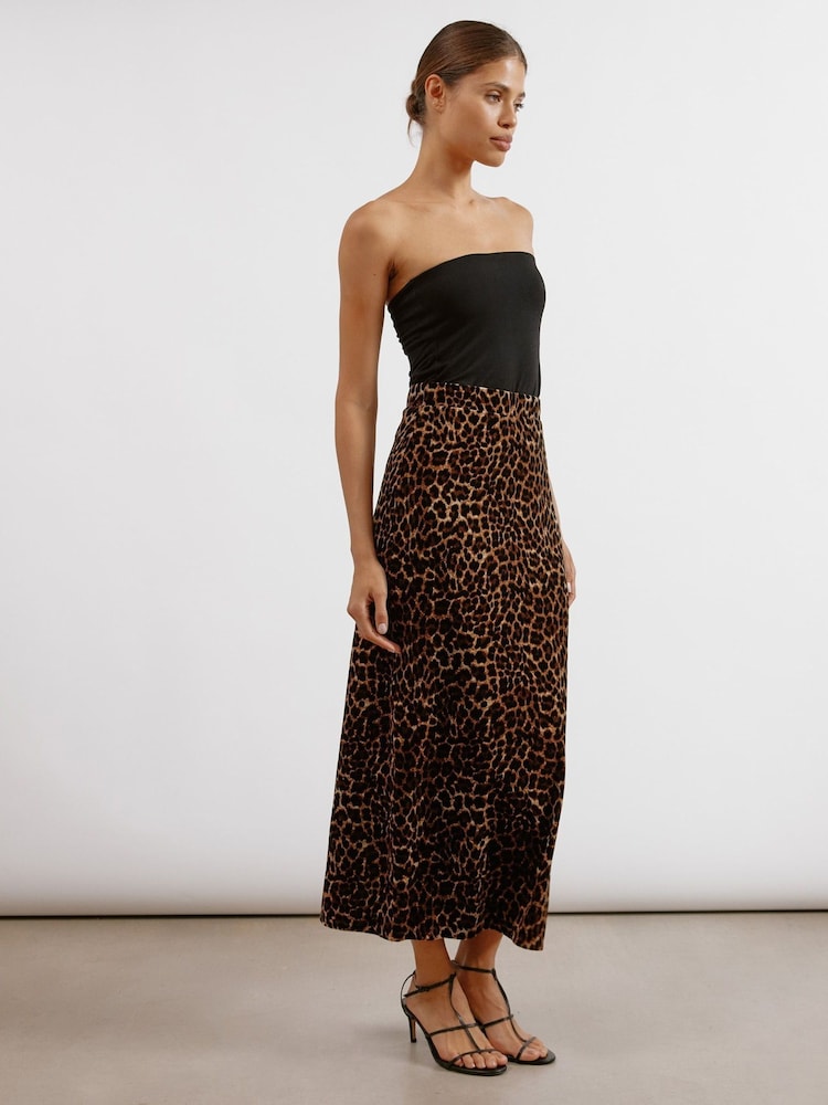 Albaray Animal Print Midi Brown Skirt - Image 1 of 5