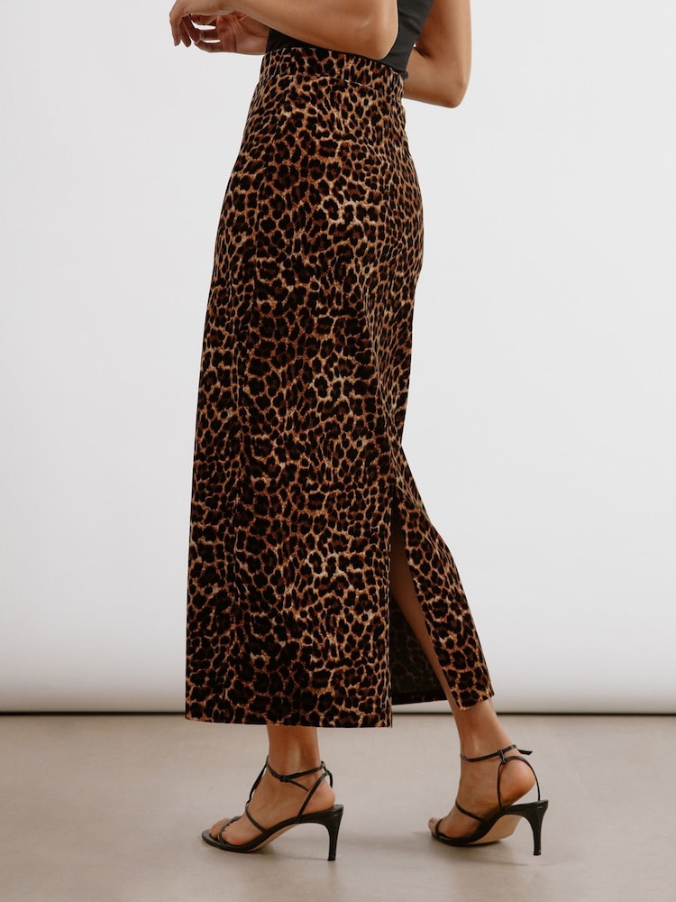 Albaray Animal Print Midi Brown Skirt - Image 2 of 5