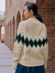 Albaray Cream Argyll Wool Jumper - Image 2 of 4