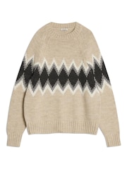 Albaray Cream Argyll Wool Jumper - Image 4 of 4