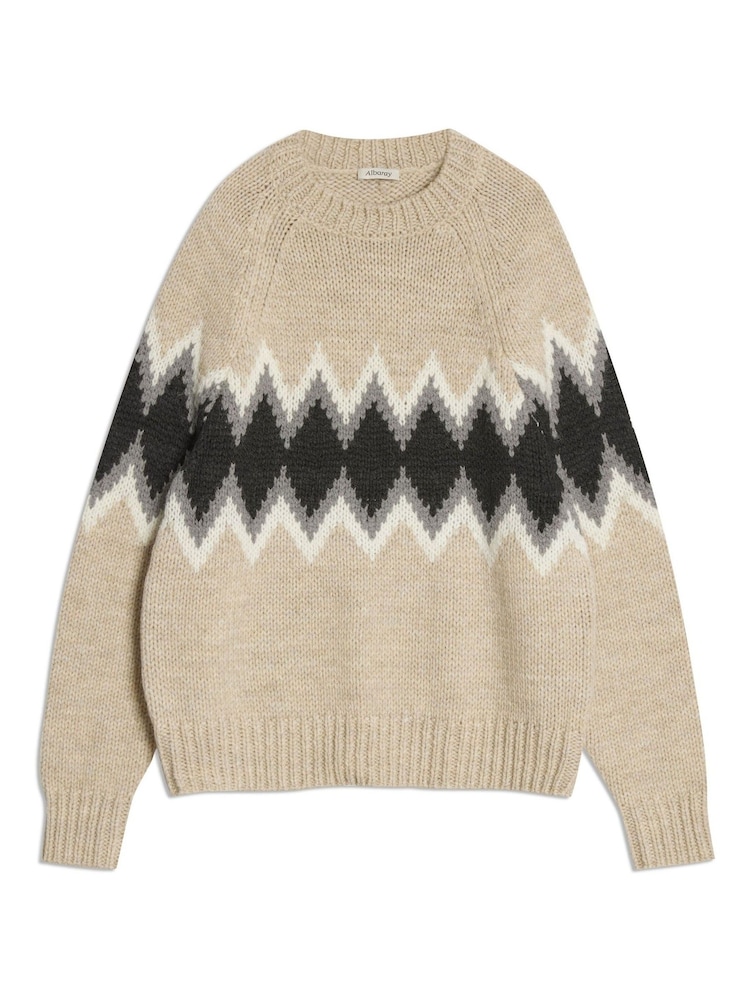 Albaray Cream Argyll Wool Jumper - Image 4 of 4 Albaray Cream Argyll Wool Jumper - Image 4 of 4