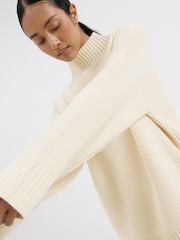Albaray Fishermans cremefarbener Pullover aus geripptem Material - Bild 4 von 5