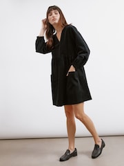 Albaray Cord Pocket Mini Black Dress - Image 1 of 4