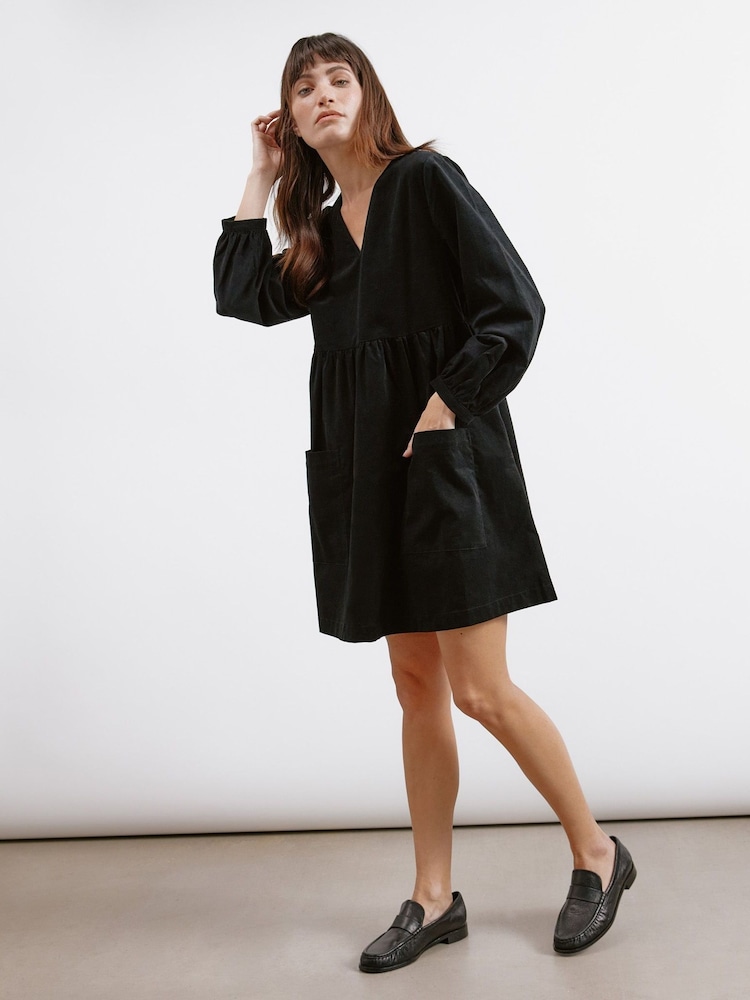 Albaray Cord Pocket Mini Black Dress - Image 1 of 4