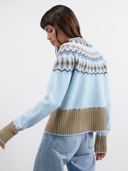 Albaray Blue New Fairisle Pattern Cardigan - Image 2 of 5