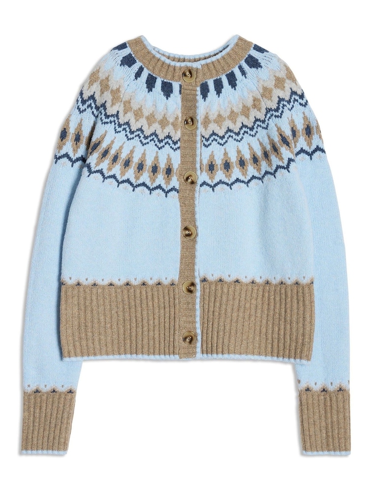 Albaray Blue New Fairisle Pattern Cardigan - Image 5 of 5