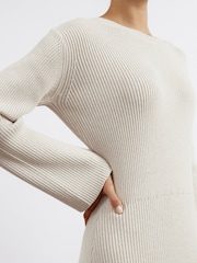 Albaray Natural Flute Sleeve Knitted Dress - Image 3 of 4
