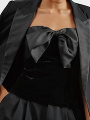 Albaray schwarzes Bandeau-Kleid mit Satinschleife - Bild 3 von 5
