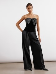Albaray schwarzes Bandeau-Kleid mit Satinschleife - Bild 4 von 5
