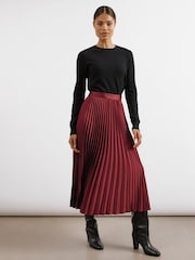 Albaray Red Satin Pleat Skirt - Image 1 of 4