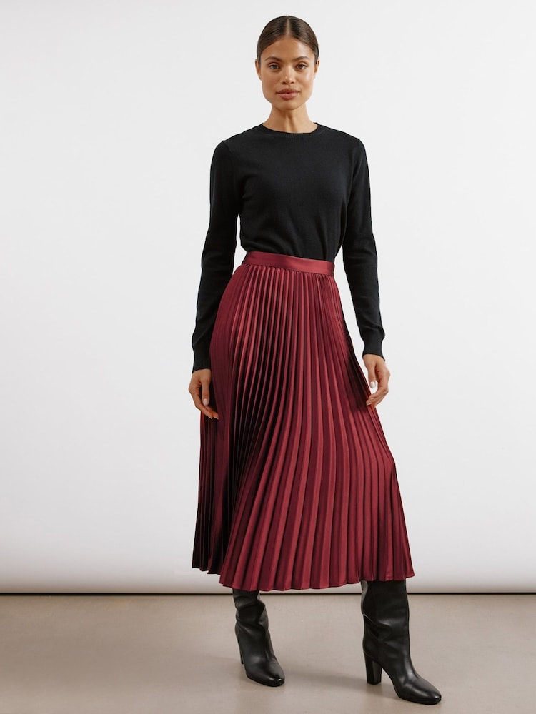 Albaray Red Satin Pleat Skirt - Image 1 of 4