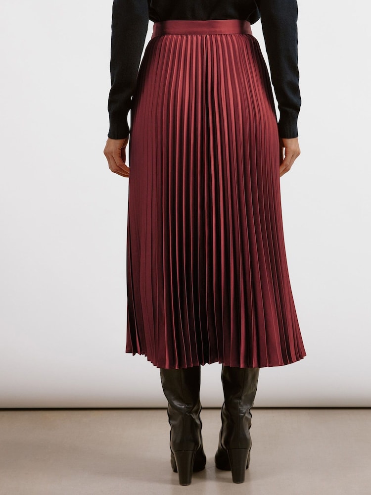 Albaray Red Satin Pleat Skirt - Image 2 of 4