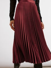 Albaray Red Satin Pleat Skirt - Image 3 of 4