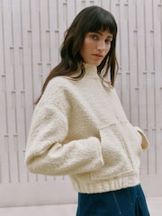 Albaray Cream Curly Bomber Jacket - Image 1 of 5