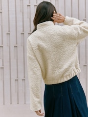 Albaray Cream Curly Bomber Jacket - Image 2 of 5