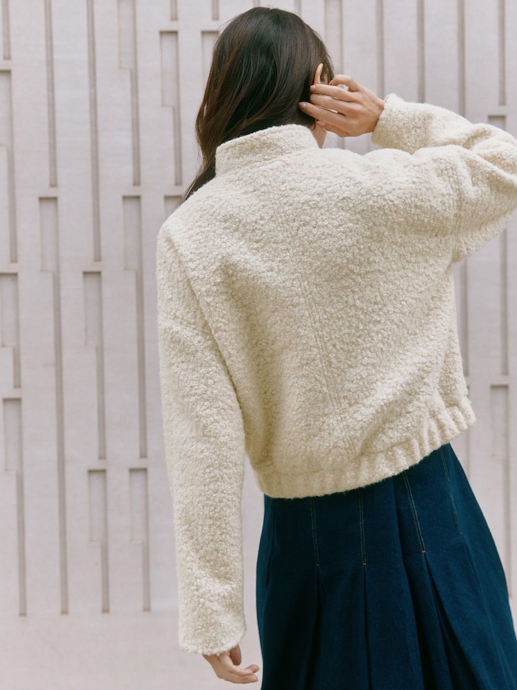 Albaray Cream Curly Bomber Jacket - Image 2 of 5