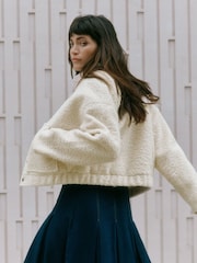 Albaray Cream Curly Bomber Jacket - Image 4 of 5