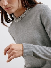 Albaray Grey Diamante Trim Jumper - Image 3 of 4