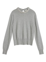 Albaray Grey Diamante Trim Jumper - Image 4 of 4