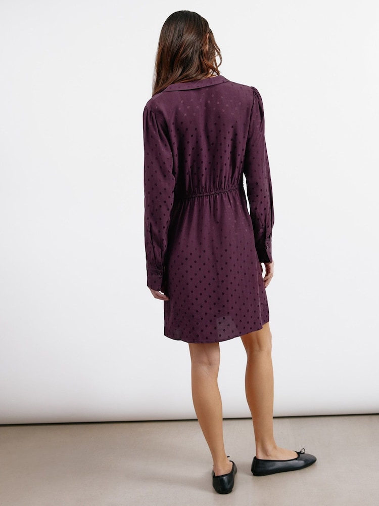Albaray Burgundy Red Jaquard Spot Bow Dress - Image 2 of 4