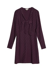 Albaray Burgundy Red Jaquard Spot Bow Dress - Image 4 of 4