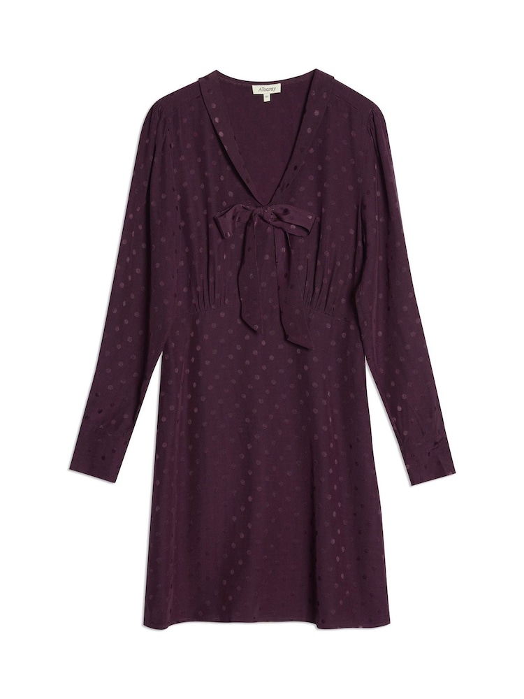 Albaray Burgundy Red Jaquard Spot Bow Dress - Image 4 of 4