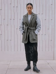 Albaray Grey Herringbone Sleeveless Jacket - Image 1 of 4