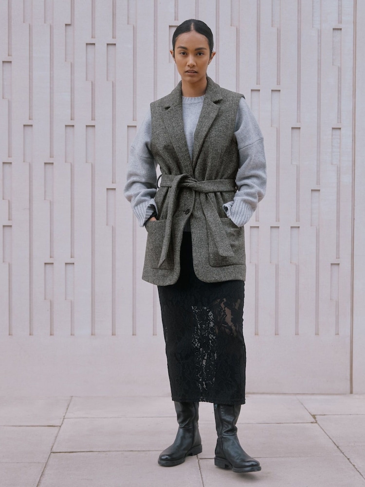 Albaray Grey Herringbone Sleeveless Jacket - Image 1 of 4