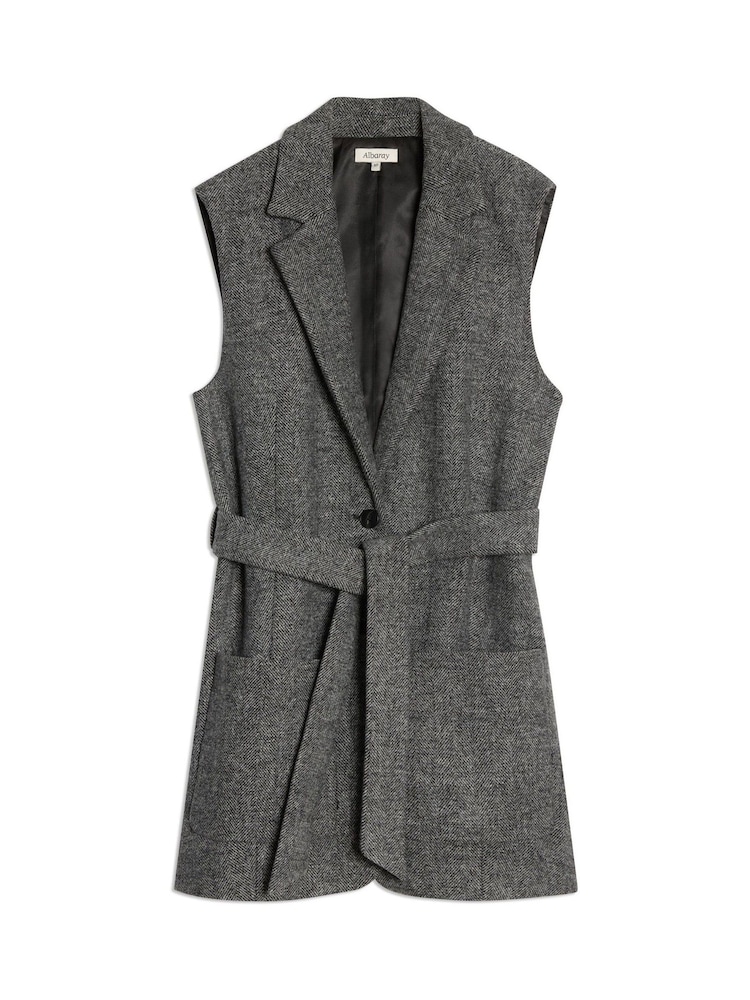 Albaray Grey Herringbone Sleeveless Jacket - Image 4 of 4