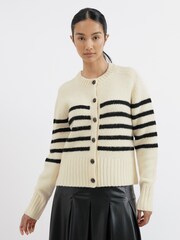 Albaray Stripe Button Through Cream Cardigan - Image 1 of 4