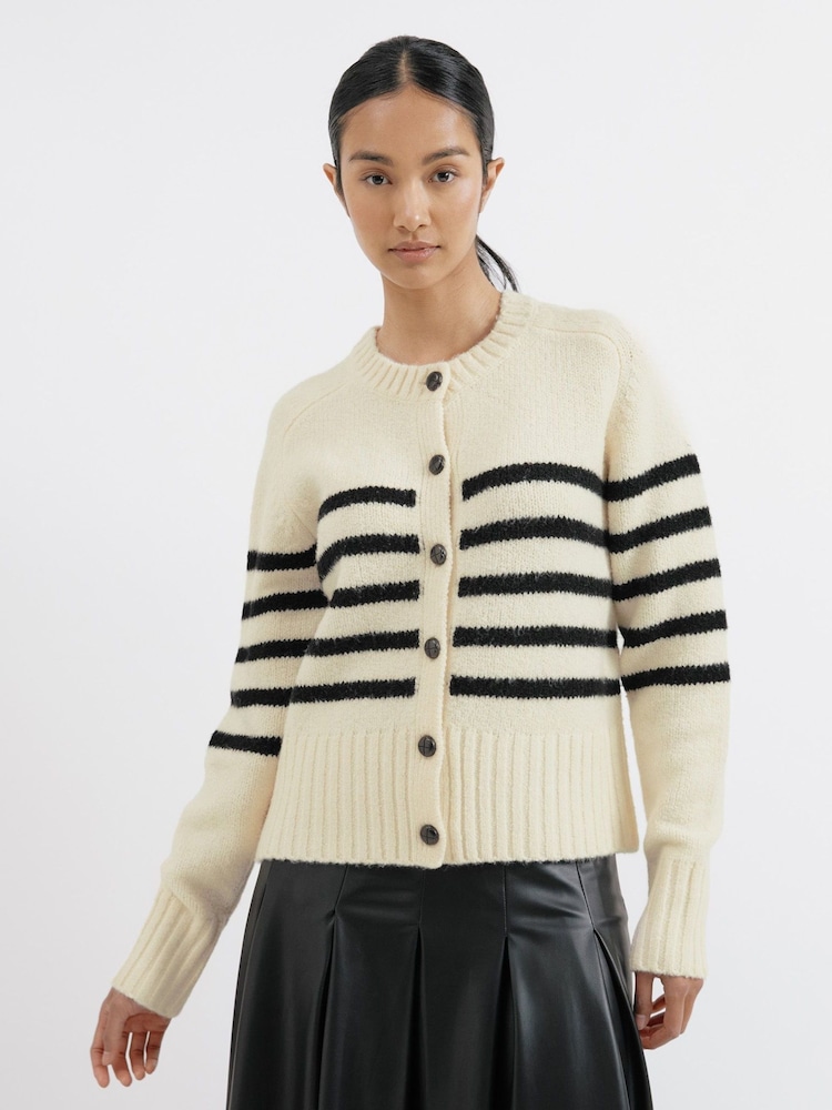 Albaray Stripe Button Through Cream Cardigan - Image 1 of 4