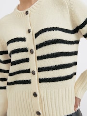 Albaray Stripe Button Through Cream Cardigan - Image 3 of 4