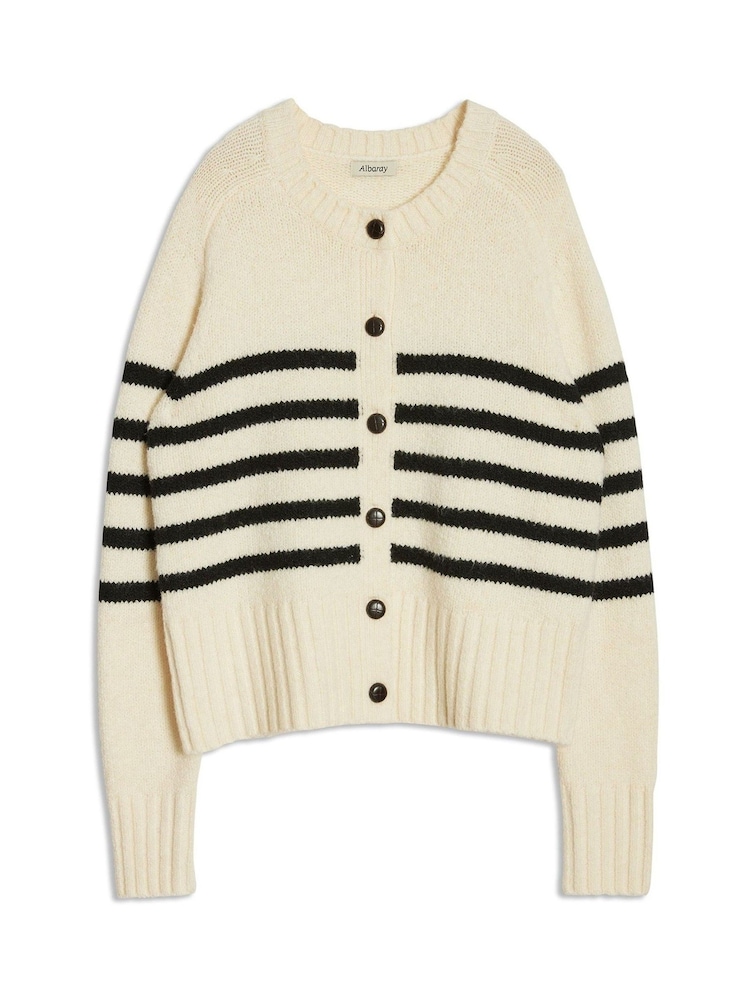 Albaray Stripe Button Through Cream Cardigan - Image 4 of 4