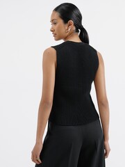 Albaray Knitted Rib 100% Cotton Black Waistcoat - Image 2 of 5