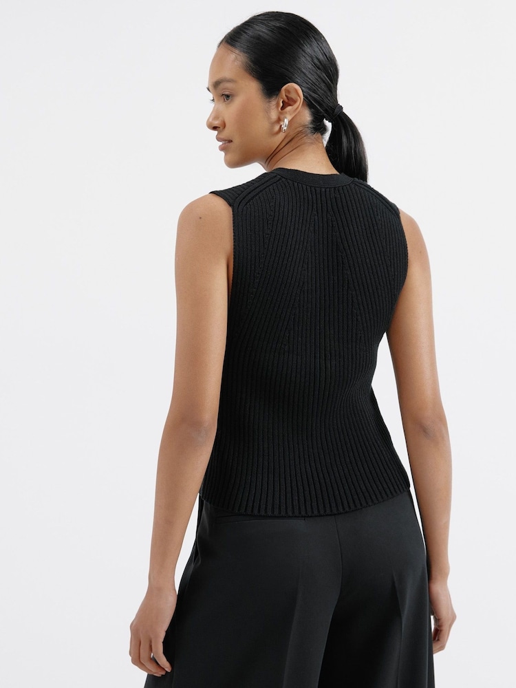 Albaray Knitted Rib 100% Cotton Black Waistcoat - Image 2 of 5