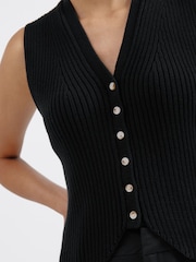 Albaray Knitted Rib 100% Cotton Black Waistcoat - Image 3 of 5