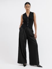 Albaray Knitted Rib 100% Cotton Black Waistcoat - Image 4 of 5