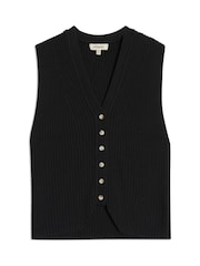 Albaray Knitted Rib 100% Cotton Black Waistcoat - Image 5 of 5