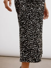 Albaray Velvet Sequin Maxi Black Skirt - Image 3 of 6