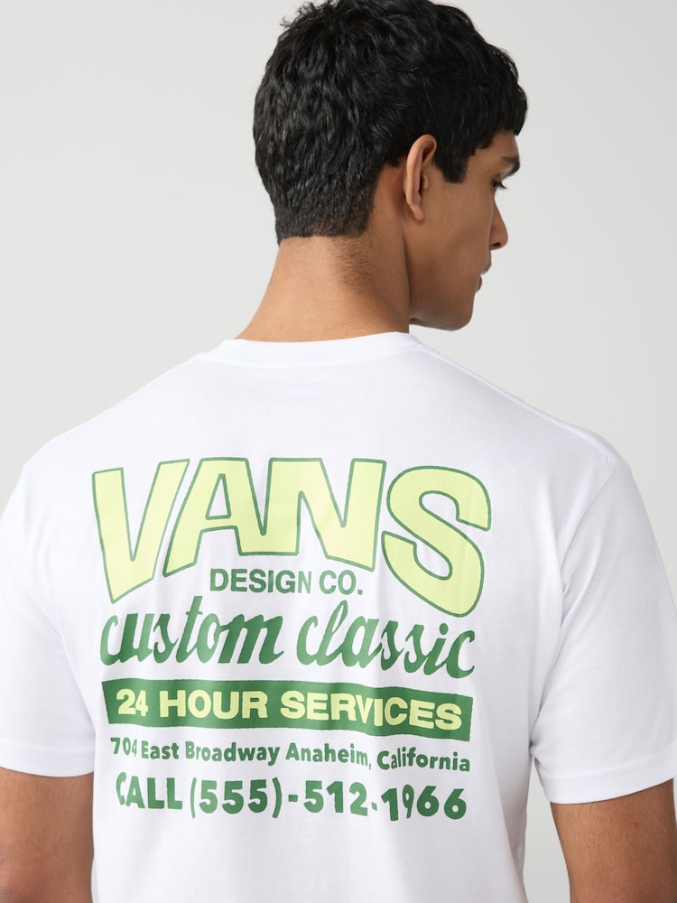 Белый - Vans Mens Shop Back Print T-shirt - Image 1 of 7