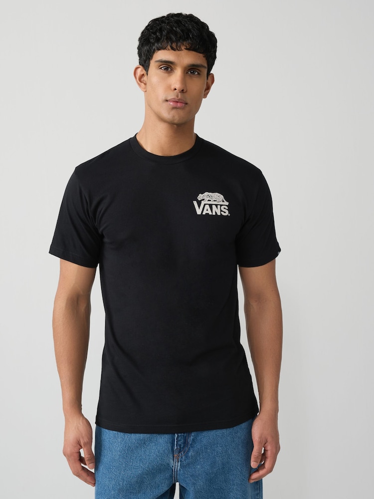 Vans Mens Sneaky 100% Cotton Black T-Shirt - Image 1 of 9 Vans Mens Sneaky 100% Cotton Black T-Shirt - Image 1 of 9