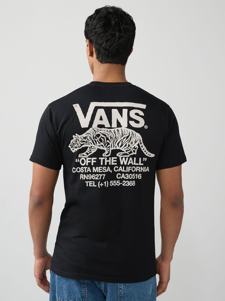 Vans Mens Sneaky 100% Cotton Black T-Shirt - Image 2 of 9 Vans Mens Sneaky 100% Cotton Black T-Shirt - Image 2 of 9