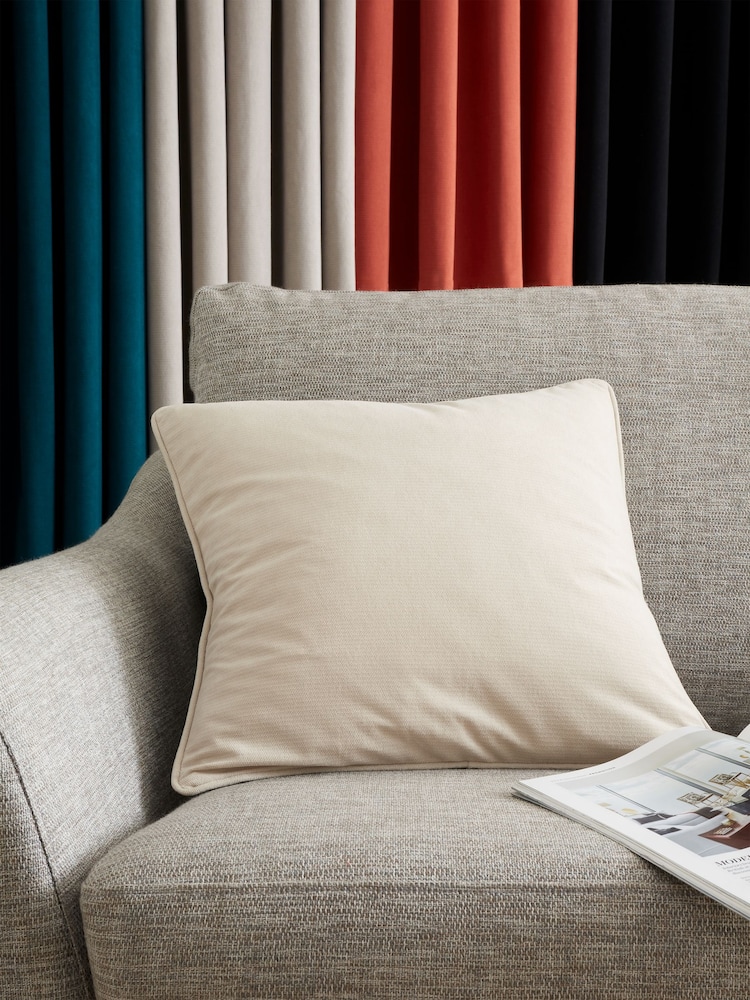 Catherine Lansfield Natural Wilson Velvet Cushion - Image 1 of 3